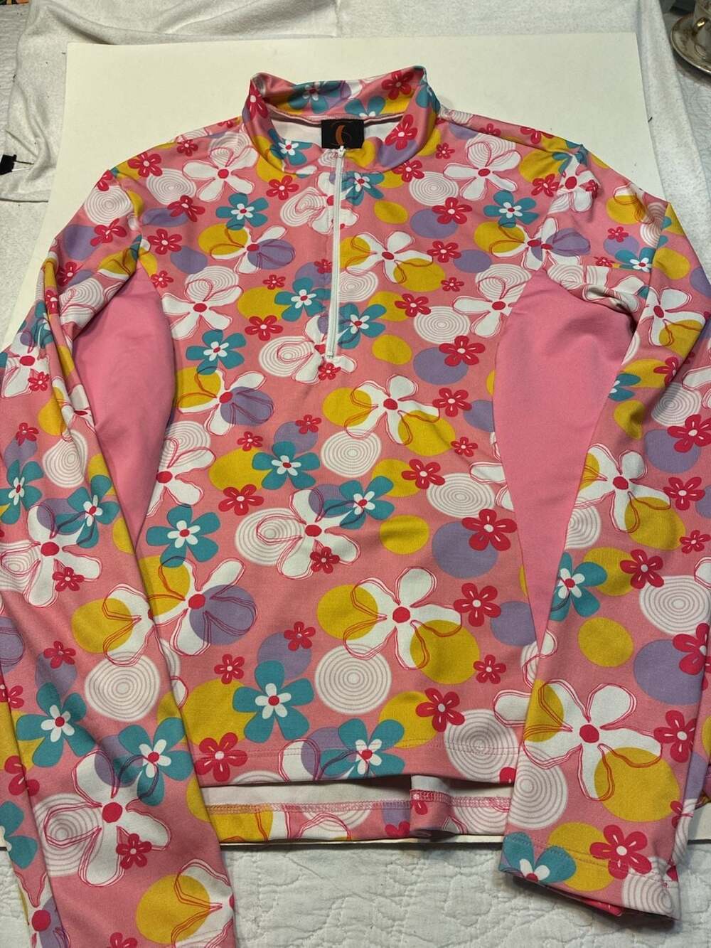 Sheila Moon San Francisco Women's Long Sleeve Cycling Jersey Half-Zip Floral Pri